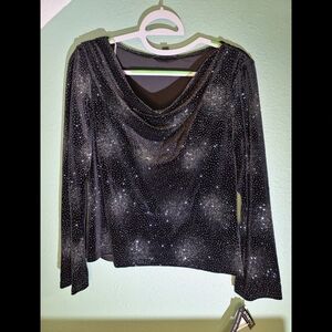 Briggs New York Velvet Sparkling Black Long Sleeve Top